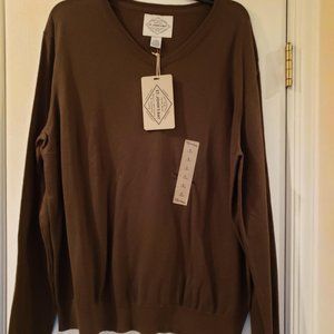 Brown V-Neck St Johns Bay Sweater Large
